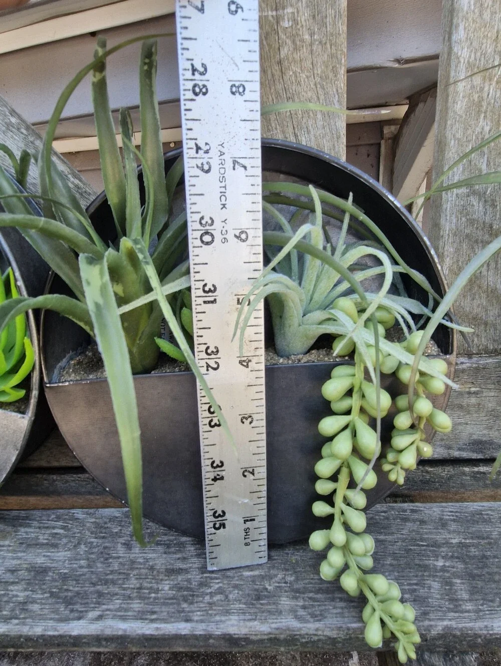 Hobby Lobby Set of 3 Metal Half Moon Wall Planters w/ Faux Succulents Home Decor